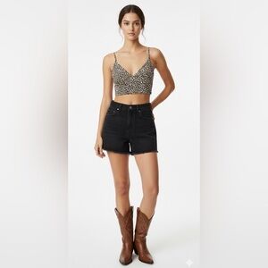 Zara Leopard Print Cropped Top With Adjustable Straps